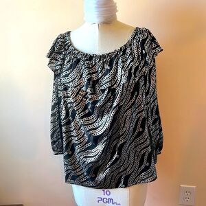Michael Michael Kors Black and Silver Chain Blouse Sz OX